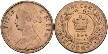Ньюфаундленд 1 цент 1865 Виктория (1837-1901) KM 1 медь    4601-1031