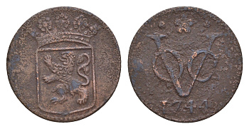 Голландская Ост-Индия 1 дуит 1744 KM 70 медь 1519-343