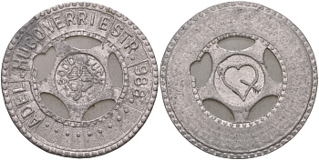 Европа жетон ND good luck, на удачу в дороге, Адель и Хьюго, выполнен в виде колеса, четырехлистный клевер, диаметр 35 мм. алюминий 97-723