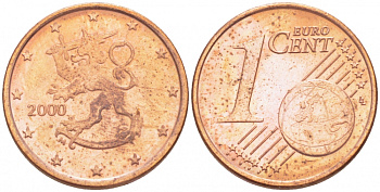 ФИНЛЯНДИЯ 1 ЕВРОЦЕНТ 2000 KM 98 сталь плакированная медью UNC 3457-1148
