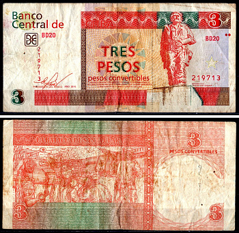Куба, валютный сертификат 3 песо 2016 Pick FX47 бумага 3295-102-3-2