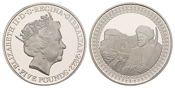 Гибралтар 5 фунтов 2022 Тарик ибн Зияд KM NEW медно-никель  PROOF 1088-9-44