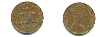 Великобритания 2 пенса 1980 Елизавета II (1952-2022) KM 916, Spink 4235 (C1) бронза 59-1425