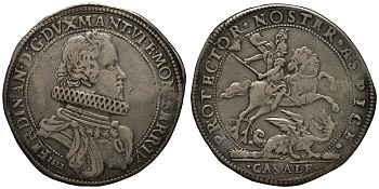 Мантуя 1 дукатон 1622 Фердинандо Гонзага, Святой Георгий на коне Dav. 3868, Bignotti 24 серебро 10-005-55