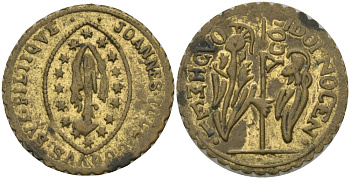 ЕВРОПА ЖЕТОН ND ДИАМЕТР 20 ММ. желтый металл 99-549