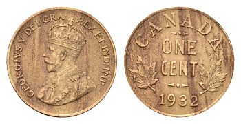 Канада 1 цент 1932 Георг V (1910-1936) KM 28 бронза 75-1543