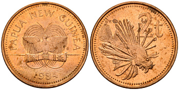 Папуа-Новая Гвинея 2 тойя 1984 Елизавета II (1953-) KM 2 бронза 4573-642