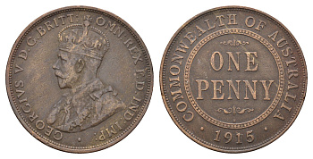 Австралия 1 пенни 1915 H, Георг V (1910-1936) KM 23 бронза 37-721