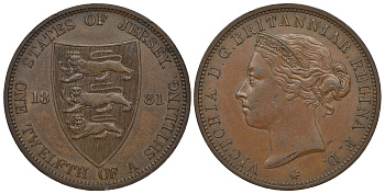Джерси 1/12 шиллинга 1881 Виктория (1837-1901) KM 8 бронза 272-1132