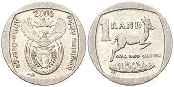 ЮАР 1 ранд 2008 KM 444 медь плакированная медно-никелем 4611-536