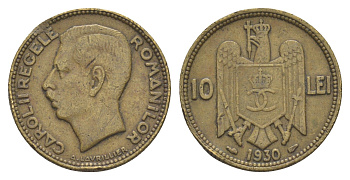 Румыния 10 леев (лей) 1930 Кароль II (1930-1940) KM 49 никель латунь 4620-1122