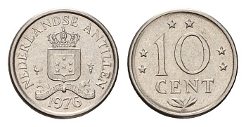 Нидерландские Антильские острова (Нидерландские Антилы) 10 центов 1976 Юлиана (1948-1980) KM 10 никель UNC 4588-732