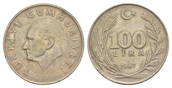 Турция 100 лир 1987 Кемаль Ататюрк KM 967 медь цинк нкиель 4168-121