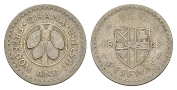 Гана 10 песев 1967 KM 16 медно-никель 4642-127