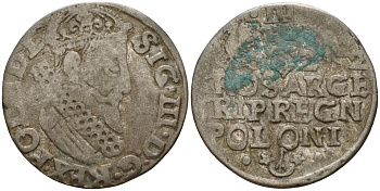 Польша, Эльбинг трояк (3 гроша) 1622 Сигизмунд III Ваза (1587-1632), Монетный двор Краков, герб "Сас" - управляющий монетного двора Миколай Данилович в 1616-1624 Iger K.22.1.a, KM 31 серебро 4160-257