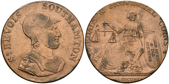 Великобритания, Хэмпшир 1/2 пенни ND медальная медь 1529-523