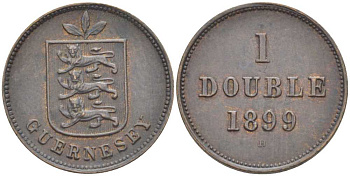 Гернси 1 дабл (дубль) 1899 H KM 10 бронза 3851-1014