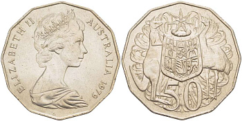 Австралия 50 центов 1979 Елизавета II (1952-2022), герб, кенгуру KM 68 медно-никель 4184-1025