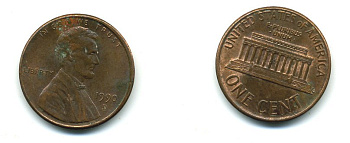 США 1 ЦЕНТ 1990 D KM 201b цинк плакированный медью 4364-236