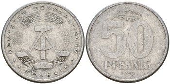 ГДР 50 пфеннигов 1958 A KM 12.1 алюминий 106-847