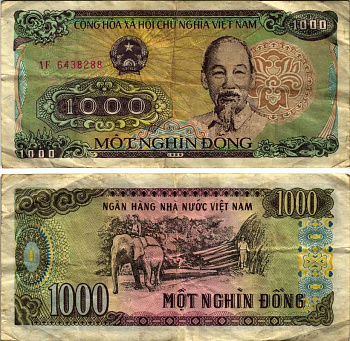 Вьетнам 1000 донгов 1988 Хо Ши Мин, маленькая серия Pick 106а бумага 7219-42-1-2