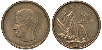 Бельгия 20 франков 1981 Belgique, Бодуэн I (1951-1993) KM 159 никель бронза 4123-1223