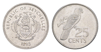 Сейшельские Острова (Сейшелы) 25 центов 1993 KM 49 медно-никель UNC 4189-436