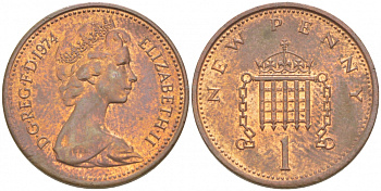 Великобритания 1 пенни 1974 Елизавета II (1952-2022) KM 915, Spink 4237 (B1) бронза 112-1068