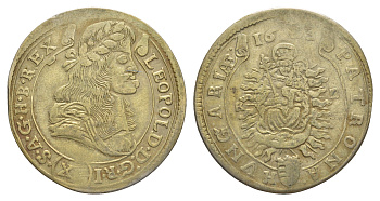 Венгрия 15 крейцеров 1683 KB, Леопольд I (1657-1705) KM 175, EH 1058 серебро 650-732