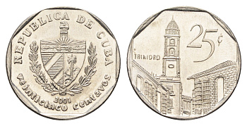 Куба 25 сентаво 2001 площадь в Тринидаде KM 577 сталь плакированная никелем UNC 4663-847