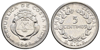 Коста-Рика 5 сентимо 1958  KM 184.1a сталь  UNC  4609-442