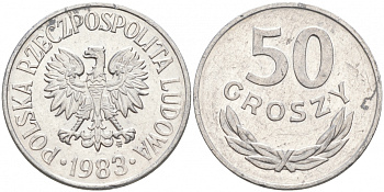 ПОЛЬША 50 ГРОШЕЙ 1983 MW KM 48.1 алюминий 68-354
