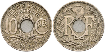 Франция 10 сантимов 1936 KM 866a, Le Franc 138.3 медно-никель 4143-1036