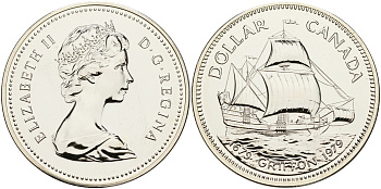 Канада 1 доллар 1979 300 лет паруснику Грифон KM 124 серебро UNC 1076-2-43