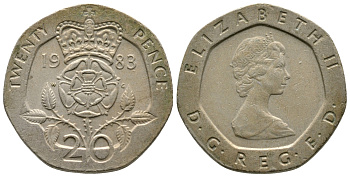 Великобритания 20 пенсов 1983 Елизавета II (1952-2022) KM 931, Spink 4230 (G1) медно-никель 3999-1223