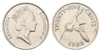 Бермудские острова (Бермуды) 25 центов 1988 KM 47 медно-никель UNC 4391-137