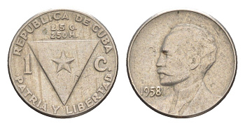 Куба 1 сентаво 1958 KM 30 медно-никель 4618-1051