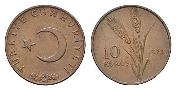 Турция 10 курушей 1973 KM 891.2 бронза 4675-652