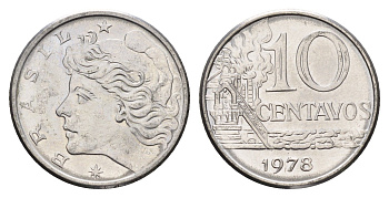 Бразилия 10 сентаво 1978 KM 578.1a нержавеющая сталь UNC 4686-653