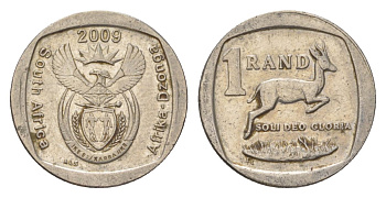 ЮАР 1 ранд 2009 KM 468 медь плакированная никелем 4627-544