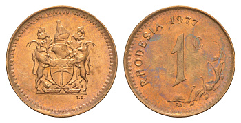 Родезия 1 цент 1977  KM 10 бронза  aUNC  4641-223