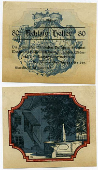 Австрия, Ваксенберг 80 геллеров 1920 20 июня 1920, нотгельд,  AUFLAGE 1   бумага  аUNC  445-38-2-2