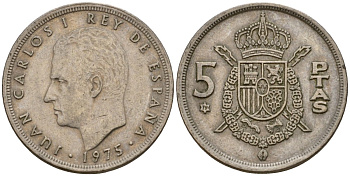 Испания 5 песет 1975 (79) Хуан Карлос I (1975-2014) KM 807 медно-никель 210-111