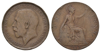 Великобритания 1 пенни 1912 Георг V (1910-1936) KM 810, Spink 4051 бронза 4680-823