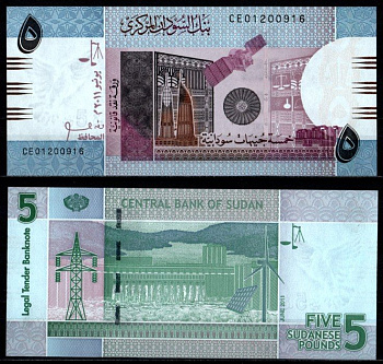 Судан 5 фунтов 2011 Pick 72 a бумага UNC (пресс) 7217-12-1-1