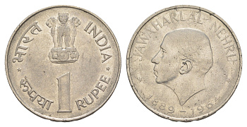 Индия 1 рупия 1964 Смерть Джавахарлала Неру KM 76 никель 4650-1042