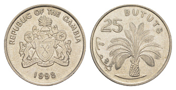 Гамбия 25 бутут 1998 KM 57 медно-никель 4643-649