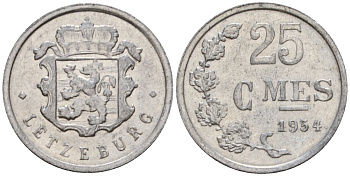 Люксембург 25 сантимов 1954 Шарлотта (1918-1964) KM 45a алюминий 4532-1018