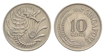 Сингапур 10 центов 1967 KM 3 медно-никель UNC 4643-566