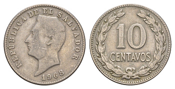 Сальвадор 10 сентаво 1968 KM 130 медно-никель 4654-556
